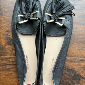 Tommy Hilfiger Black Suede Loafers with Tassel Detail
